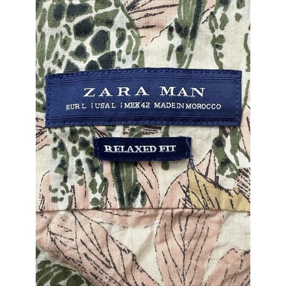 ZARA Men's Safari Print Shirt Relaxed Fit Large - Picture 5 of 7